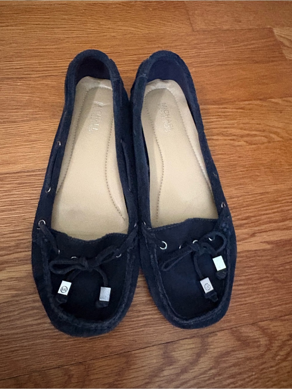 Michael Kors Navy Real Suede Moccasin Loafers Boat Shoes Flats Bow Women’s 6.5
